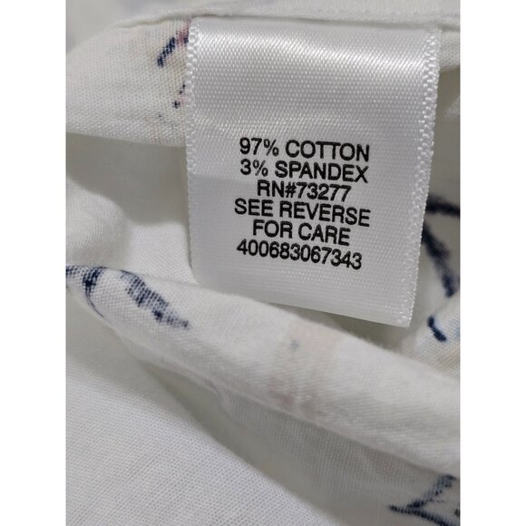 Big & Tall Sonoma White Beach‎ Print Cotton Blend Button-Down Shirt 2XB - Picture 6 of 12